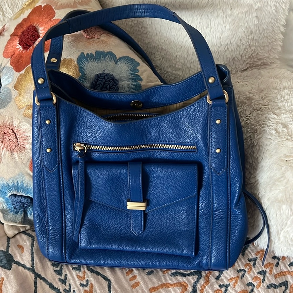 Lodis leather shoulder bag in a beautiful cobalt blue